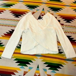 Soft angora blend white surplice sweater